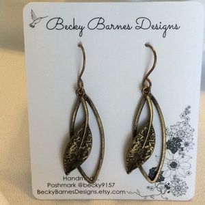 Moved to boutique 💕Handmade Brass Leaf Earrings